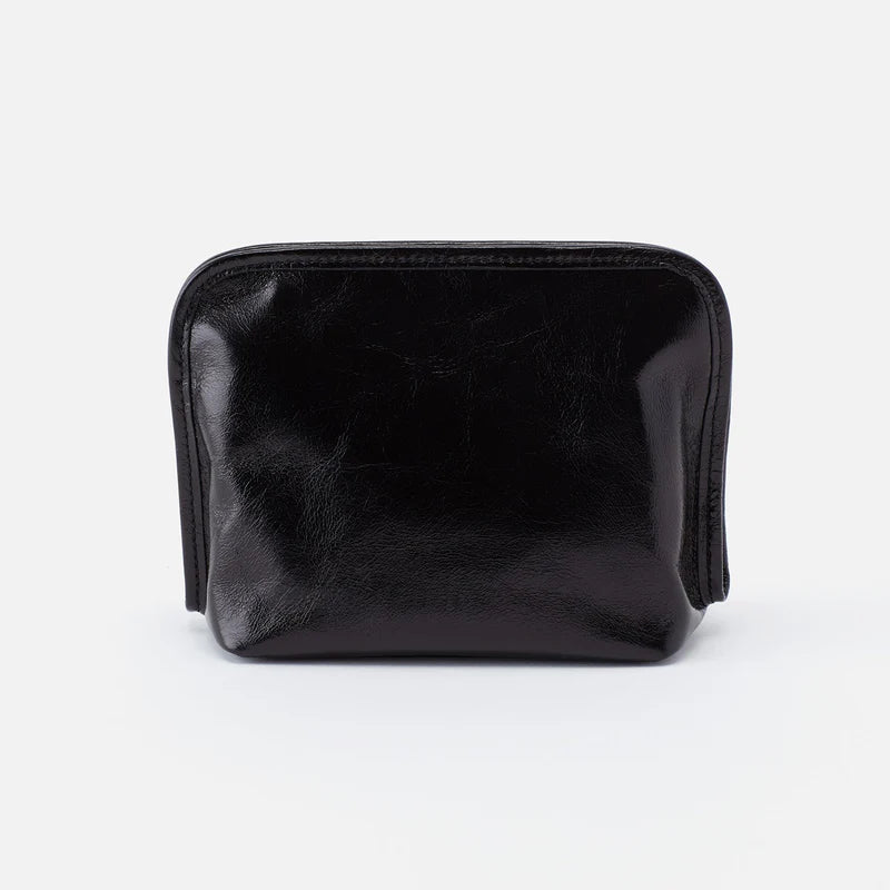 HOBO Beauty Cosmetic Pouch Black Polished Leather