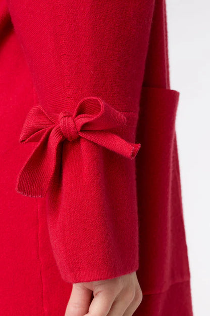 Coco+Carmen Heavenly-Luxe Bow Sleeve Cardigan with Pockets - Tango Red