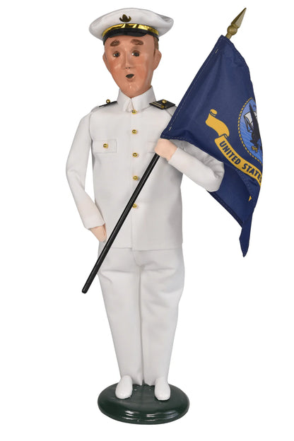 Byer's Choice Navy Man With Flag
