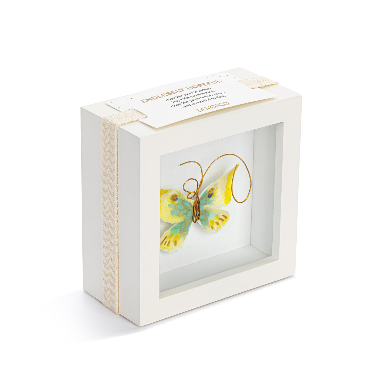 Demdaco Endlessly Hopeful Yellow Green Butterfly Shadow Box