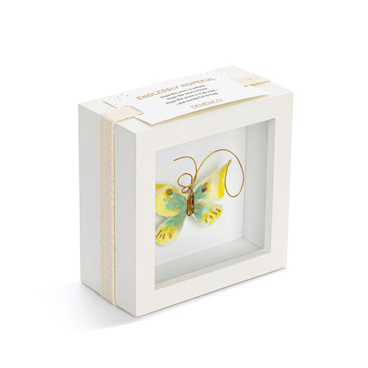 Demdaco Endlessly Hopeful Yellow Green Butterfly Shadow Box
