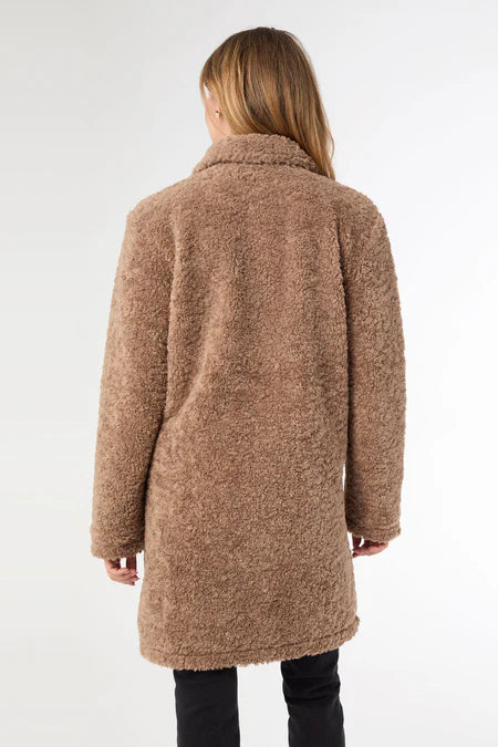 Coco + Carmen Isabella Button Front Coat - Mushroom L/XL