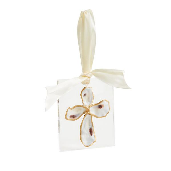 Mud Pie Cross Acrylic Oyster Ornament