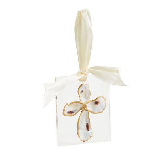 Mud Pie Cross Acrylic Oyster Ornament
