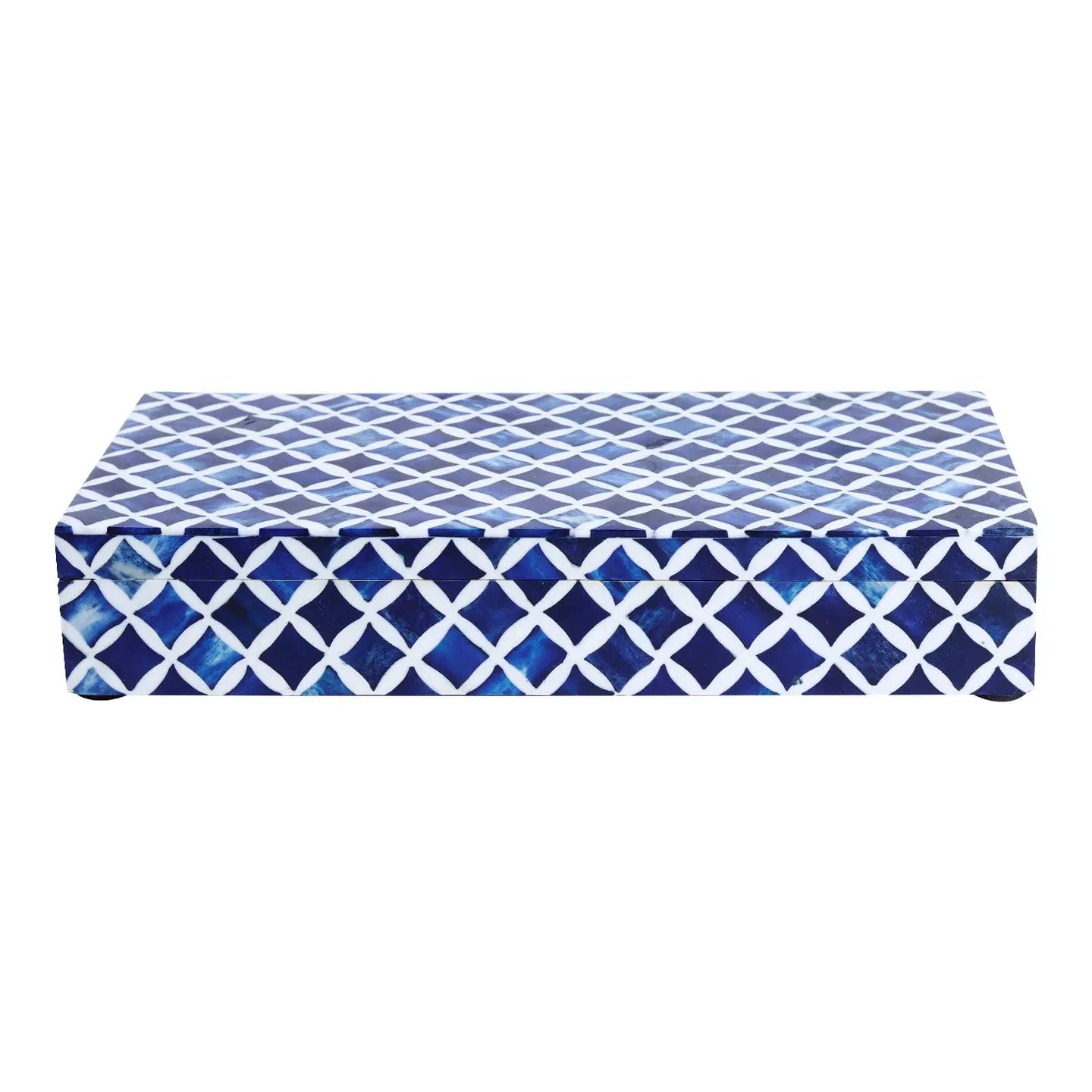 Handicrafts Home Decorative Box Star Blue & White 12x6x2 Inch