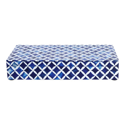 Handicrafts Home Decorative Box Star Blue & White 12x6x2 Inch