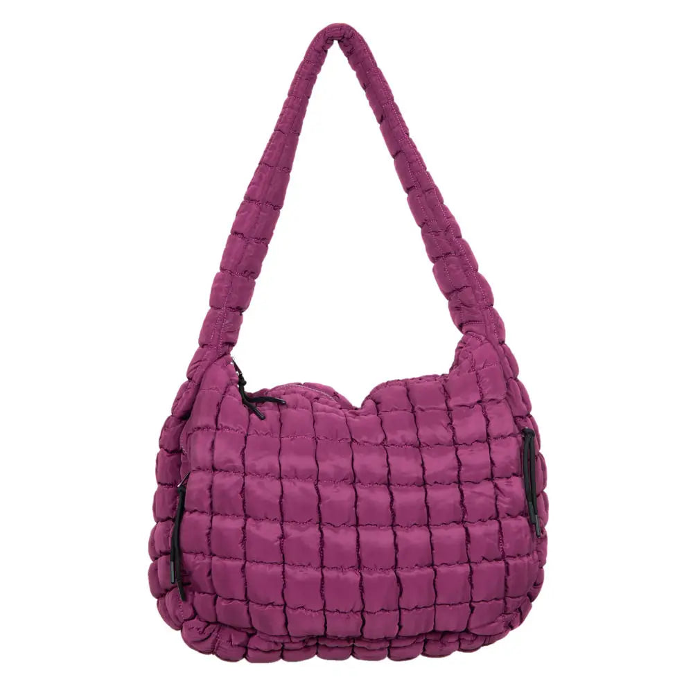 Katydid Oversized Quilted Hobo Tote Bag Plum