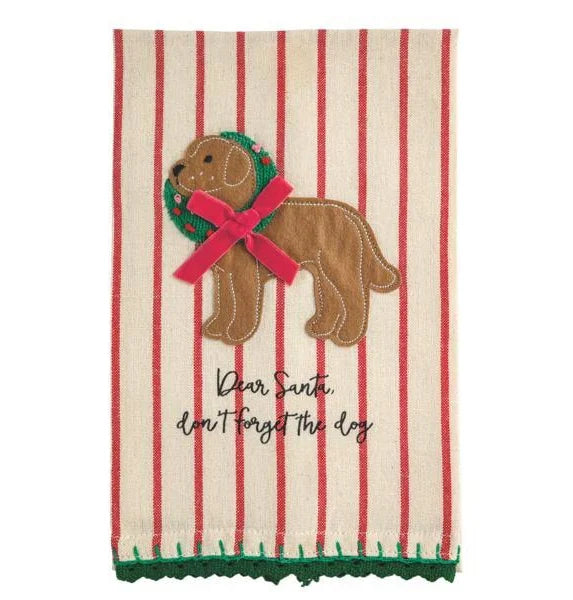 Mud Pie Embroidered Dog Tea Towel
