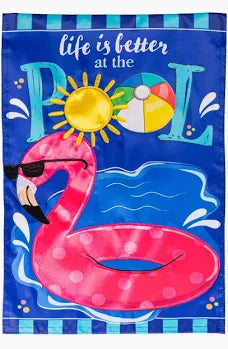 Life is Better at the Pool Applique Garden Flag