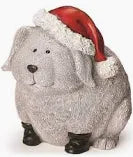 Roman 7" Pudgy Pal Puppy Statue with Santa Hat