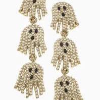 CANVAS Halloween Ghost Pearl Studded Triple Drop Earrings in Ivory