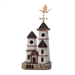 Three Tower Castle Birdhouse with Dragon Weathervane