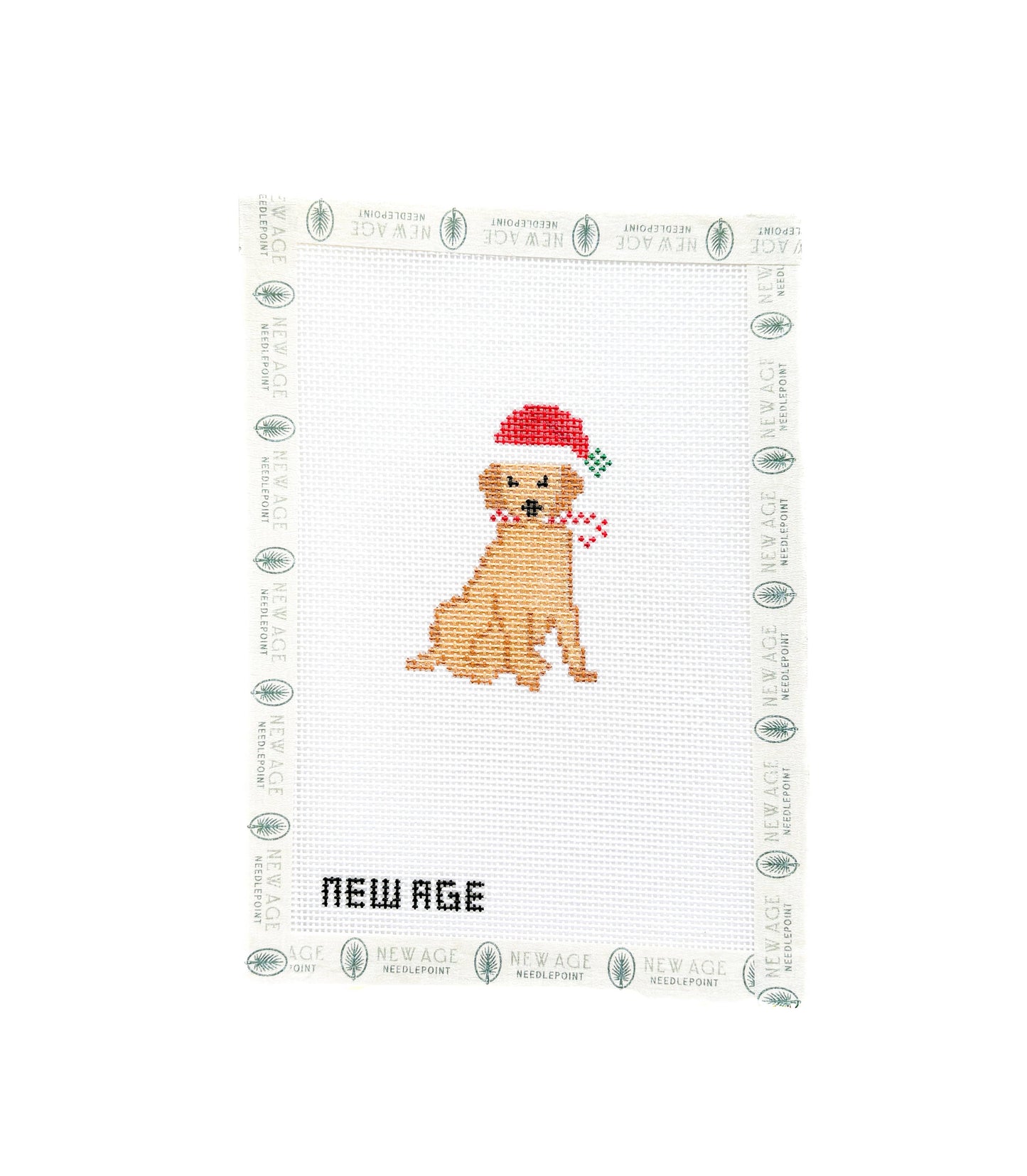 New Age Needlepoint Christmas Golden Retriever Canvas