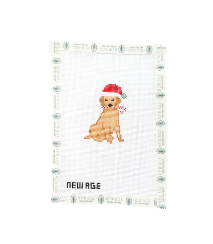 New Age Needlepoint Christmas Golden Retriever Canvas
