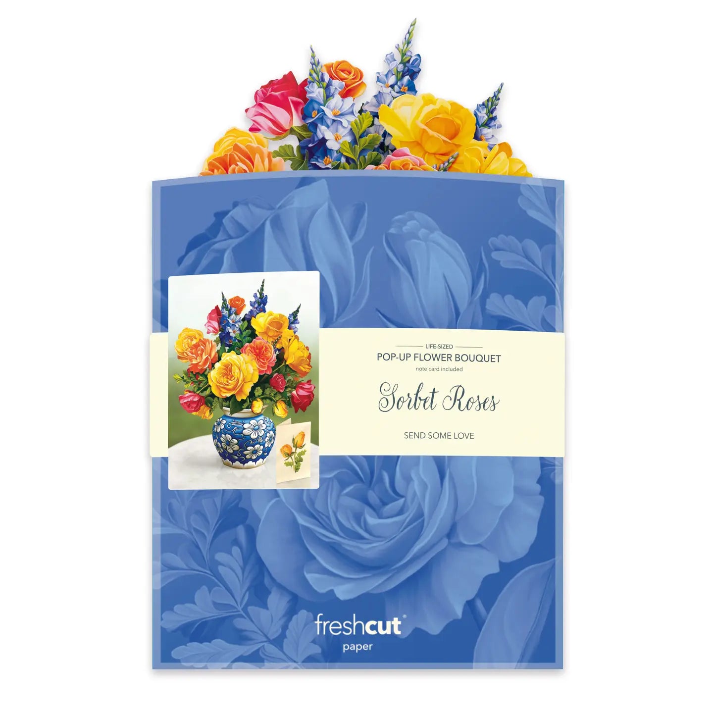 Freshcut Paper Pop-up Sorbet Roses Greeting Card