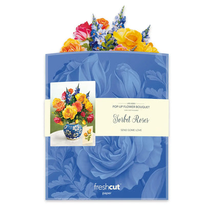 Freshcut Paper Pop-up Sorbet Roses Greeting Card