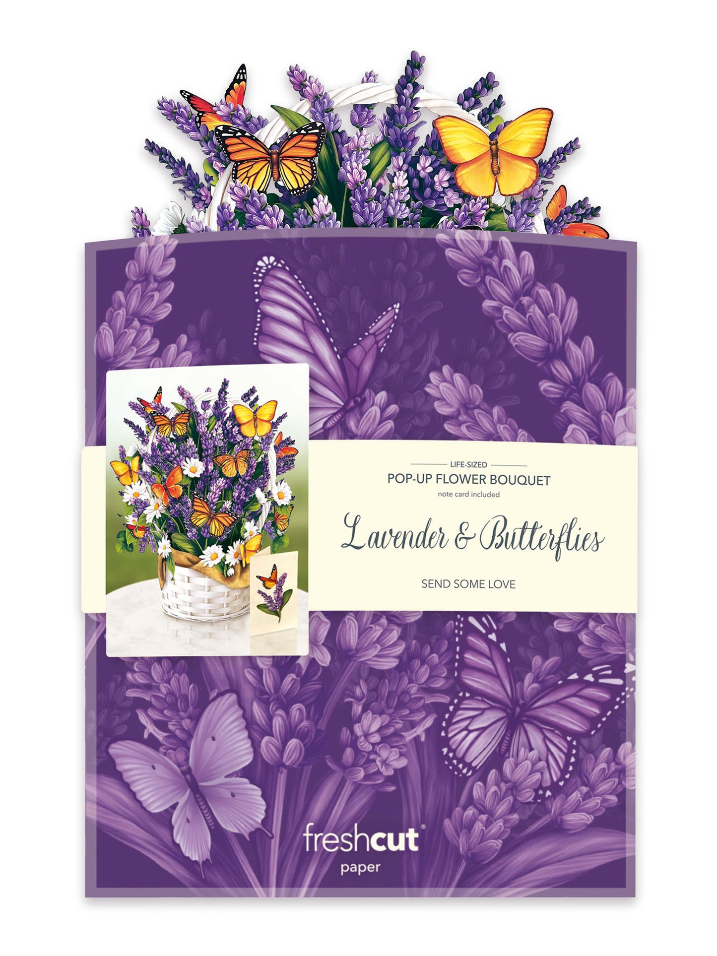 Freshcut Paper Pop-up Lavender & Butterflies Greeting Card