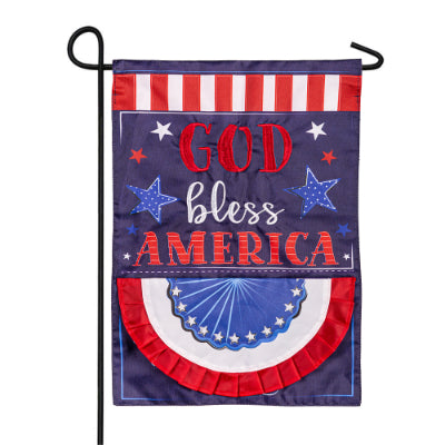 Patriotic God Bless America Applique Garden Flag