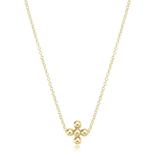 Enewton 16" Necklace Gold - Classic Beaded Signature Cross Small Gold Charm