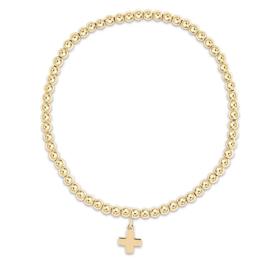 Enewton Extends - Classic Gold 3mm Bead Bracelet Signature Cross Gold Charm