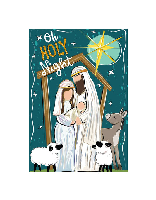 Evergreen Oh Holy Night Burlap Garden Flag