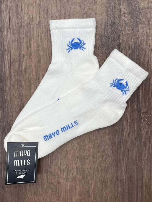Mayo Mills Blue Crab Quarter Crew Socks