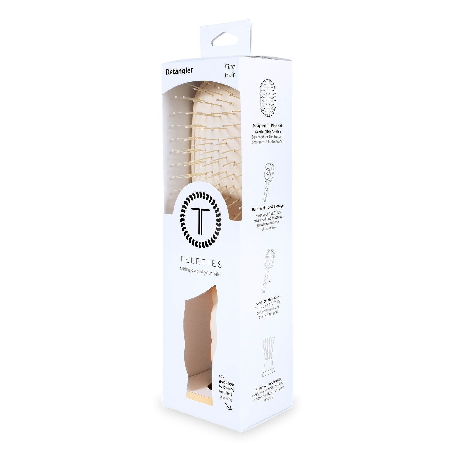 Teleties Detangler Hair Brush for Fine Hair - Tan