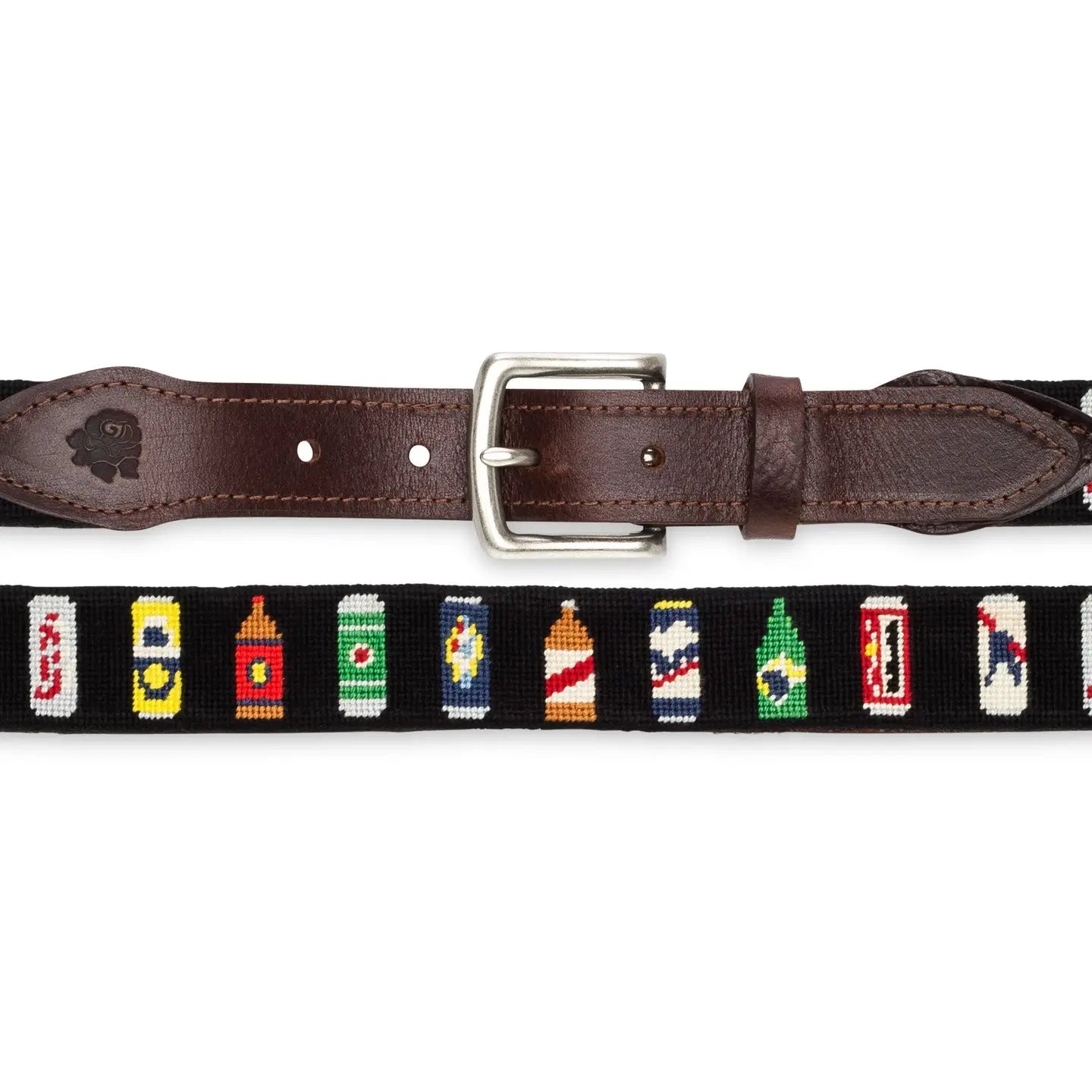 Good Threads Bottles of Beer Needlepoint Belt in size 38