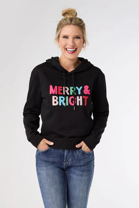 Coco+Carmen Merry & Bright Hooded Sweatshirt - Black