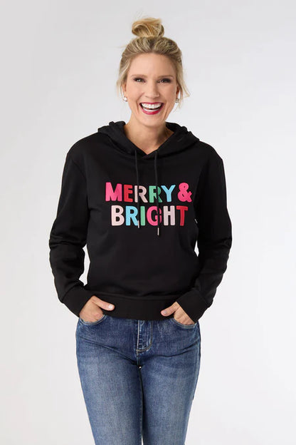 Coco+Carmen Merry & Bright Hooded Sweatshirt - Black