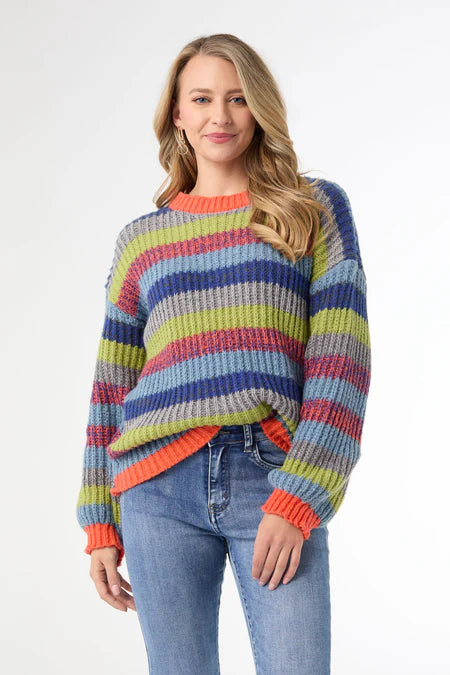 Coco+Carmen Ronado Multi Stripe Crew Neck Sweater S/M