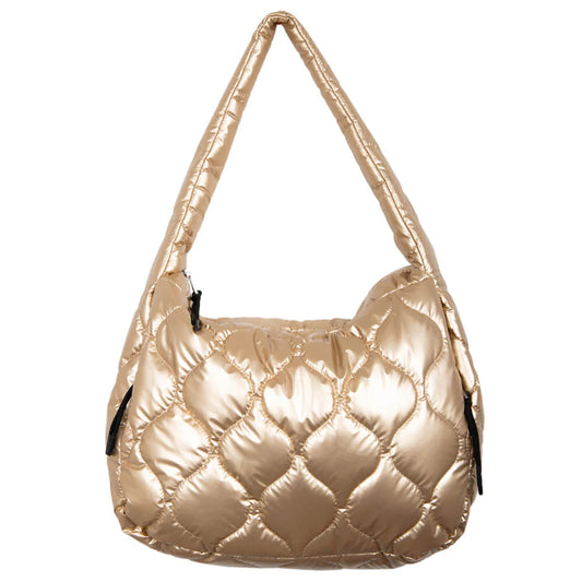 Katydid Metallic Gold Wave Quilted Hobo Tote Bag