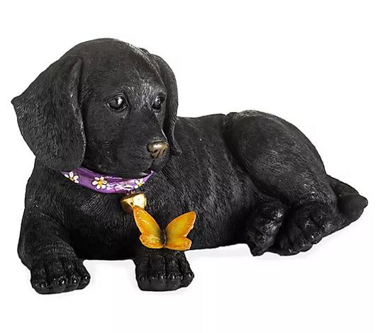 Black Lab Solar Statue