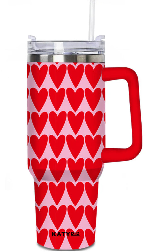 Katydid Red Hearts Tumbler