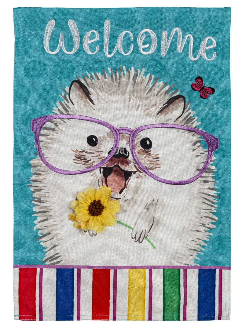 Hedgehog Pal Garden Linen Flag