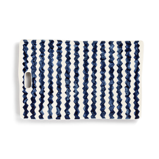 Demdaco Blue & White Zig Zag Cutting Board