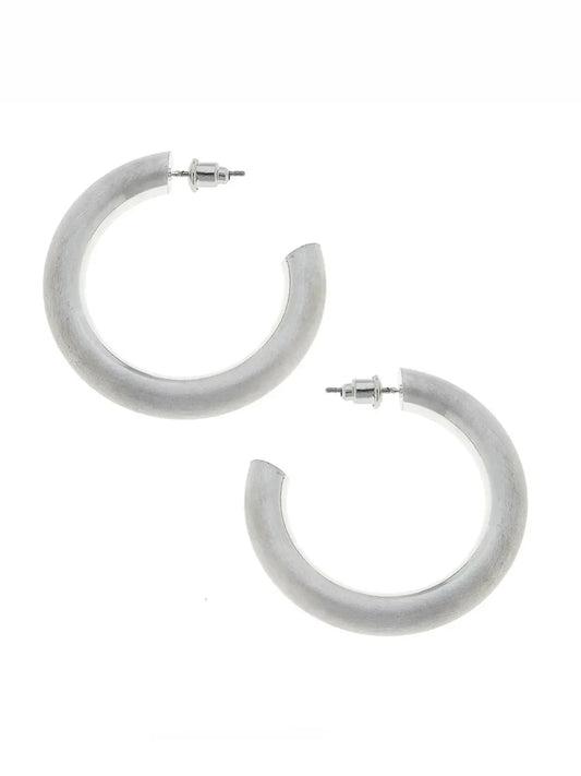 CANVAS Isla Hoop Earrings in Silver Satin