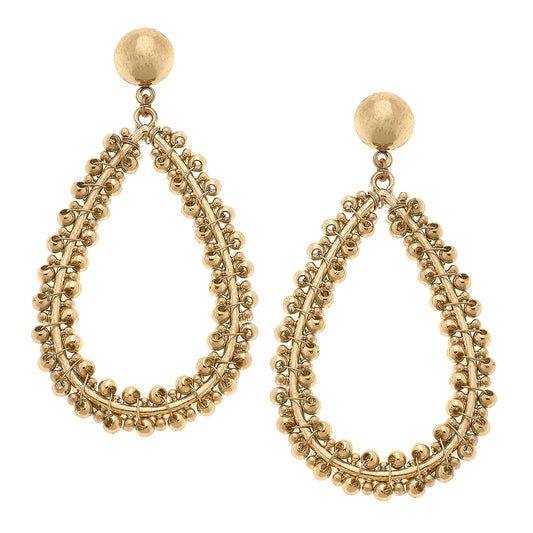 CANVAS Clementine Beaded Teardrop Earrings in Worn Gold