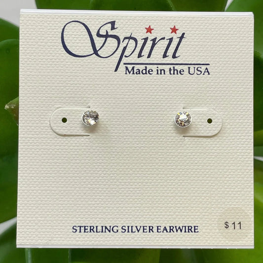 Spirit by Silver Forest 4mm Clear Crystal Earrings