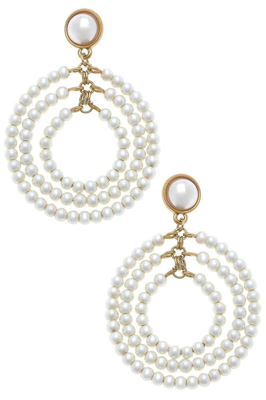 CANVAS Ivy Pearl Drop Hoop Earrings in Ivory