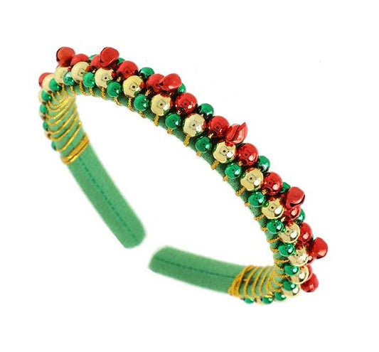 Sophia Collection Decorative Christmas Jingle Bells Headband - Green