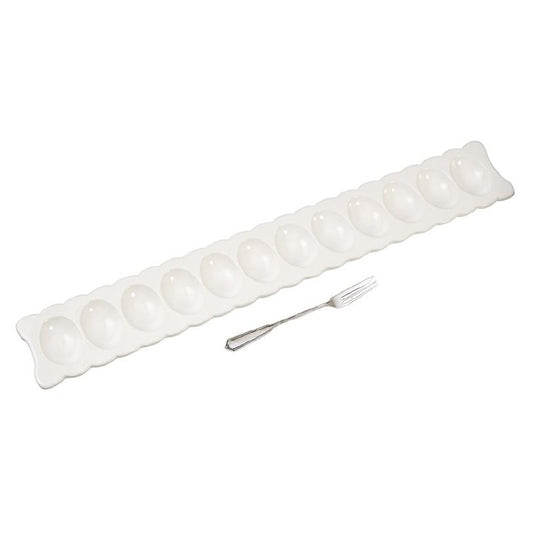Mud Pie Scalloped Deviled Egg Tray & Fork Set
