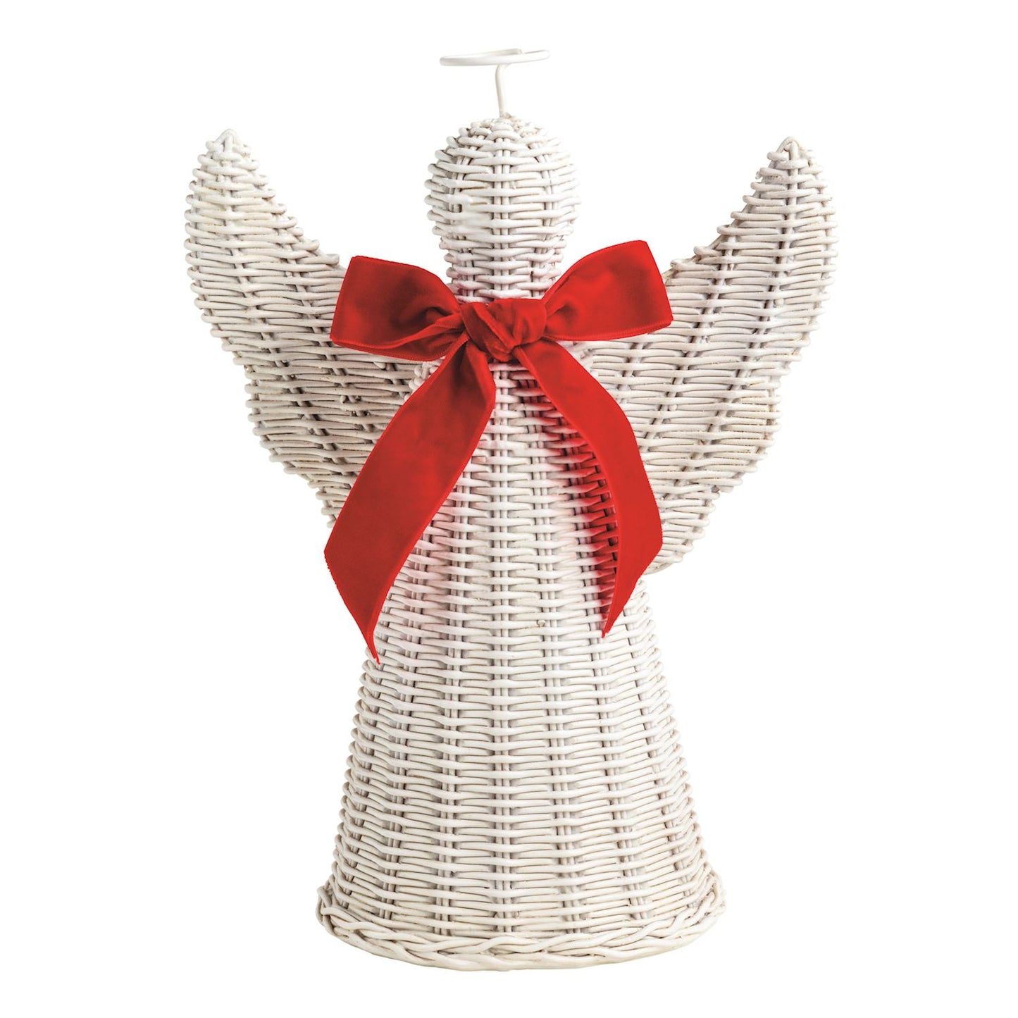 Mud Pie Wicker Angel Sitter with Red Bow