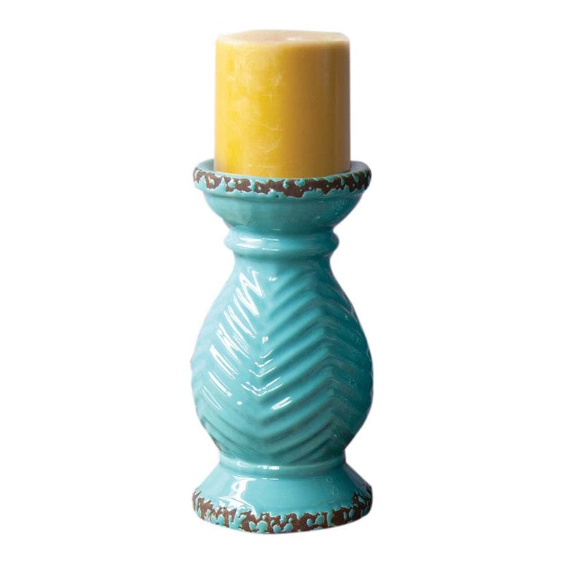 Manual Woodworkers and Weavers Turquoise Candle Holders