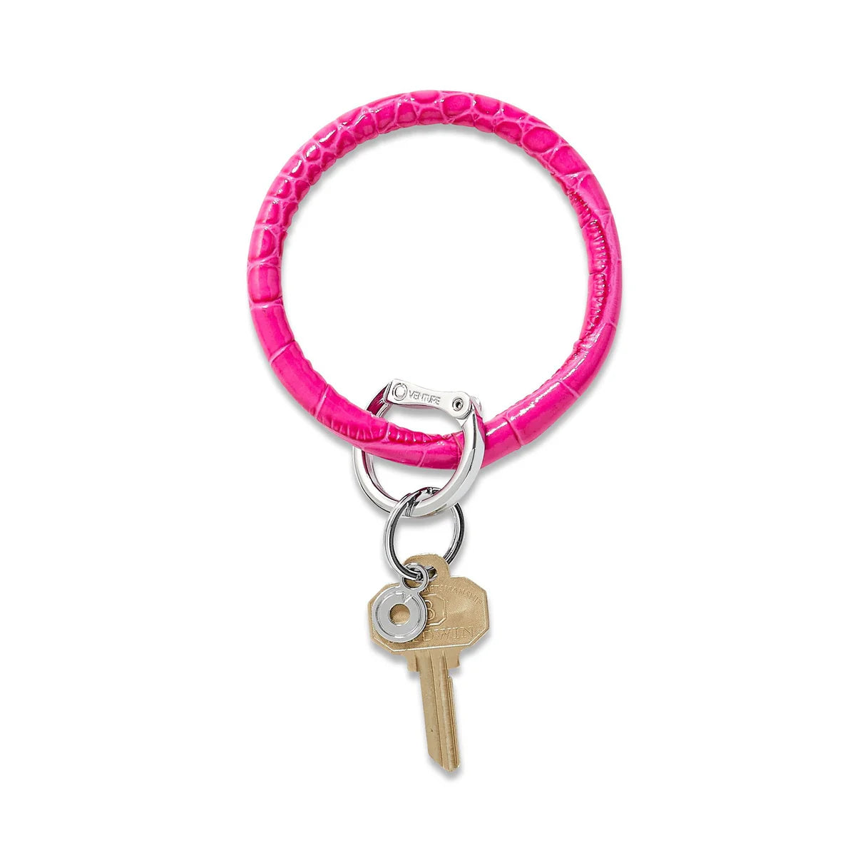 Oventure Leather Big O® Key Ring - Pink Topaz Croc-Embossed