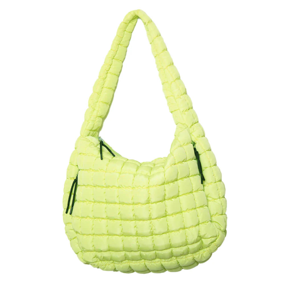 Katydid Oversized Quilted Hobo Tote Bag Lime