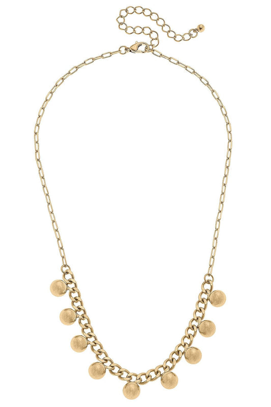 Canvas Lizzie Delicate Ball Bead Drip Necklace in Worn Gold