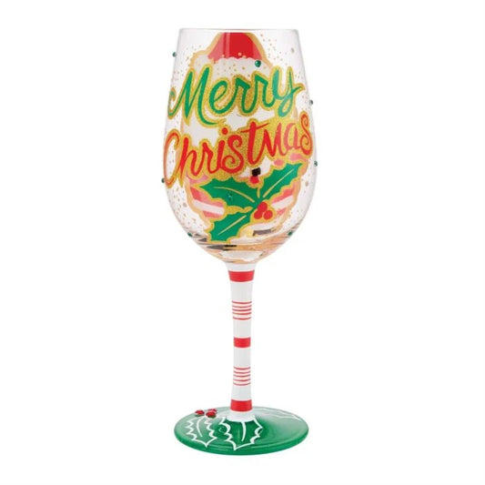 Lolita Merry Christmas "Here Comes Santa Claus" Wine Glass