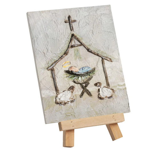 Mud Pie Manger Farmhouse Art Plaque