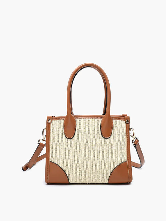 Jen & Co. Clementine Straw/Vegan Leather Satchel